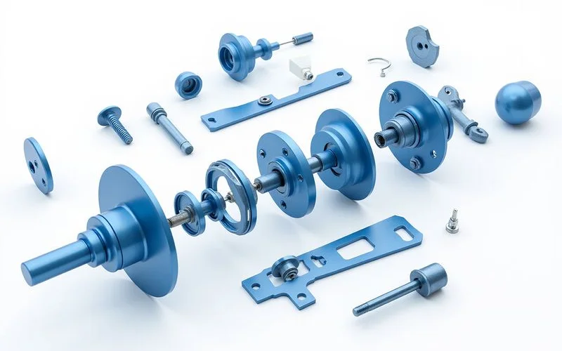 Exploded view of a door knob assembly with labelled parts