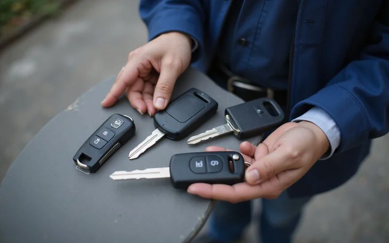 Three car key types: mechanical, transponder, and smart proximity fob