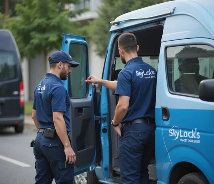Sky Locks team arriving at a Kuala Lumpur home with a marked service van