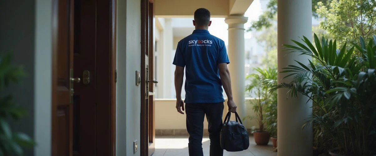 Sky Locks technician arriving at a Kuala Lumpur residential door